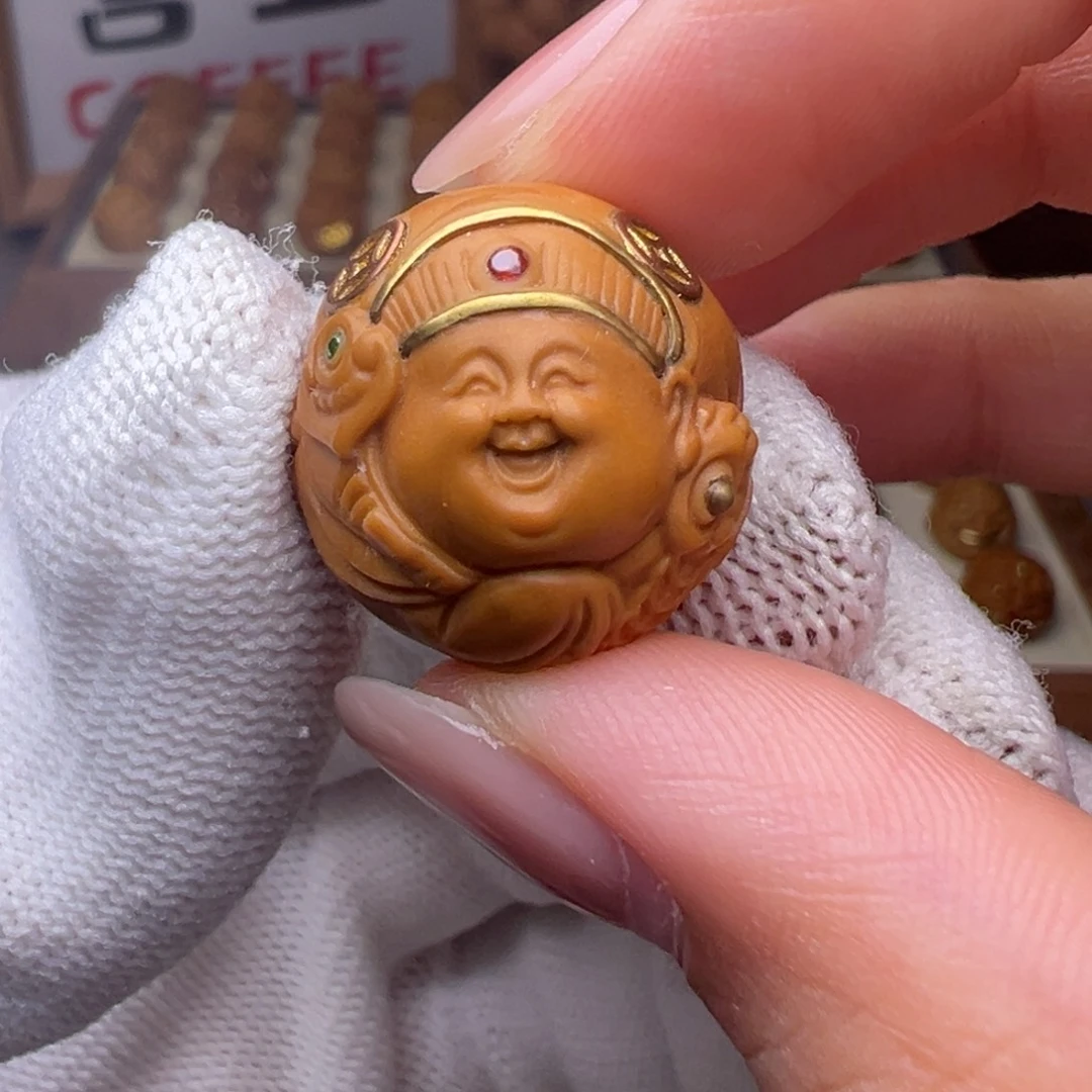 猴头核桃把件镶嵌款财迷全品有正常封口线