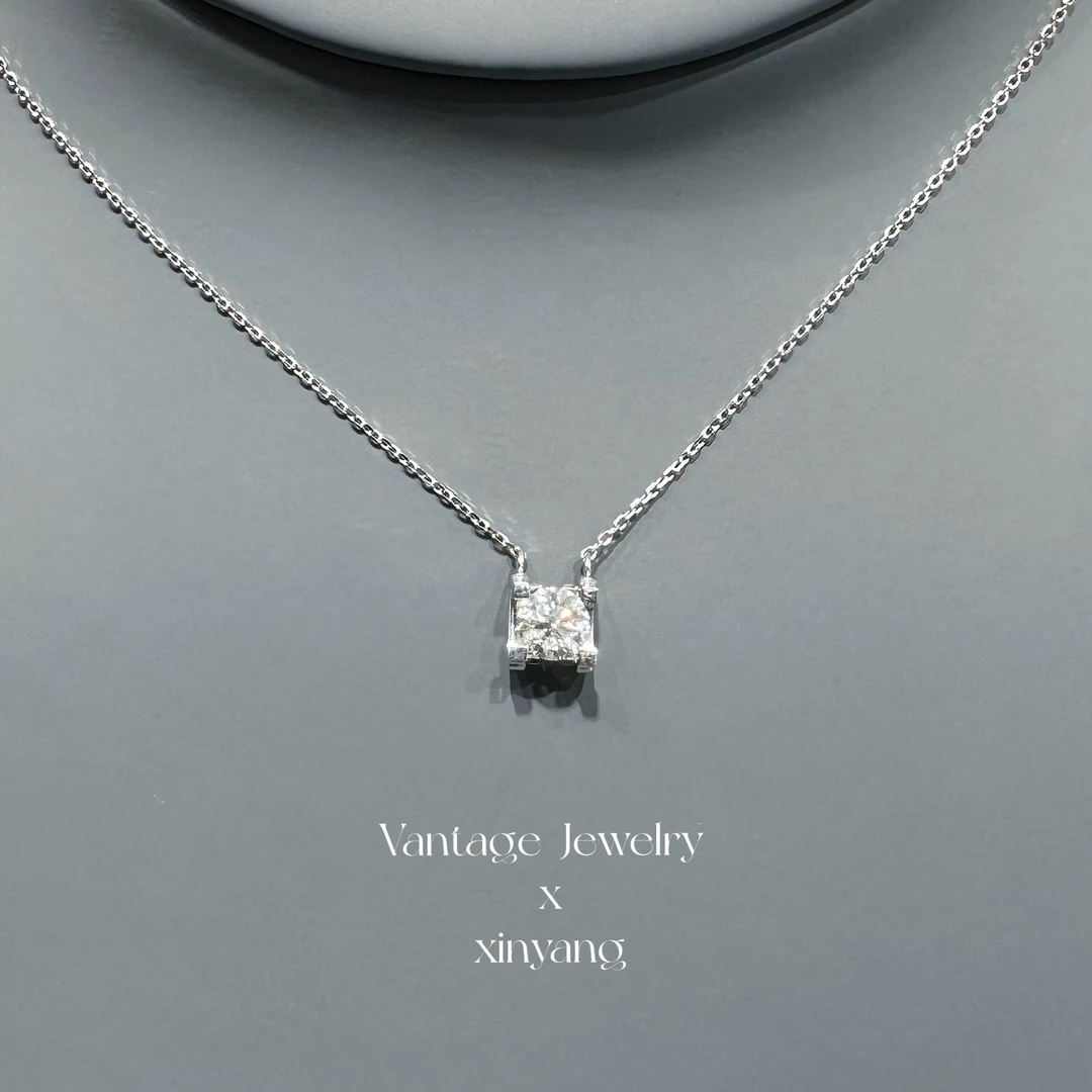 【欣阳】18K 50分牛头项链K白/黄双色可选