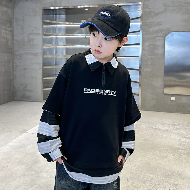 男童春装卫衣新款中大童加厚上衣儿童POLO衫潮酷帅气小男孩外穿潮