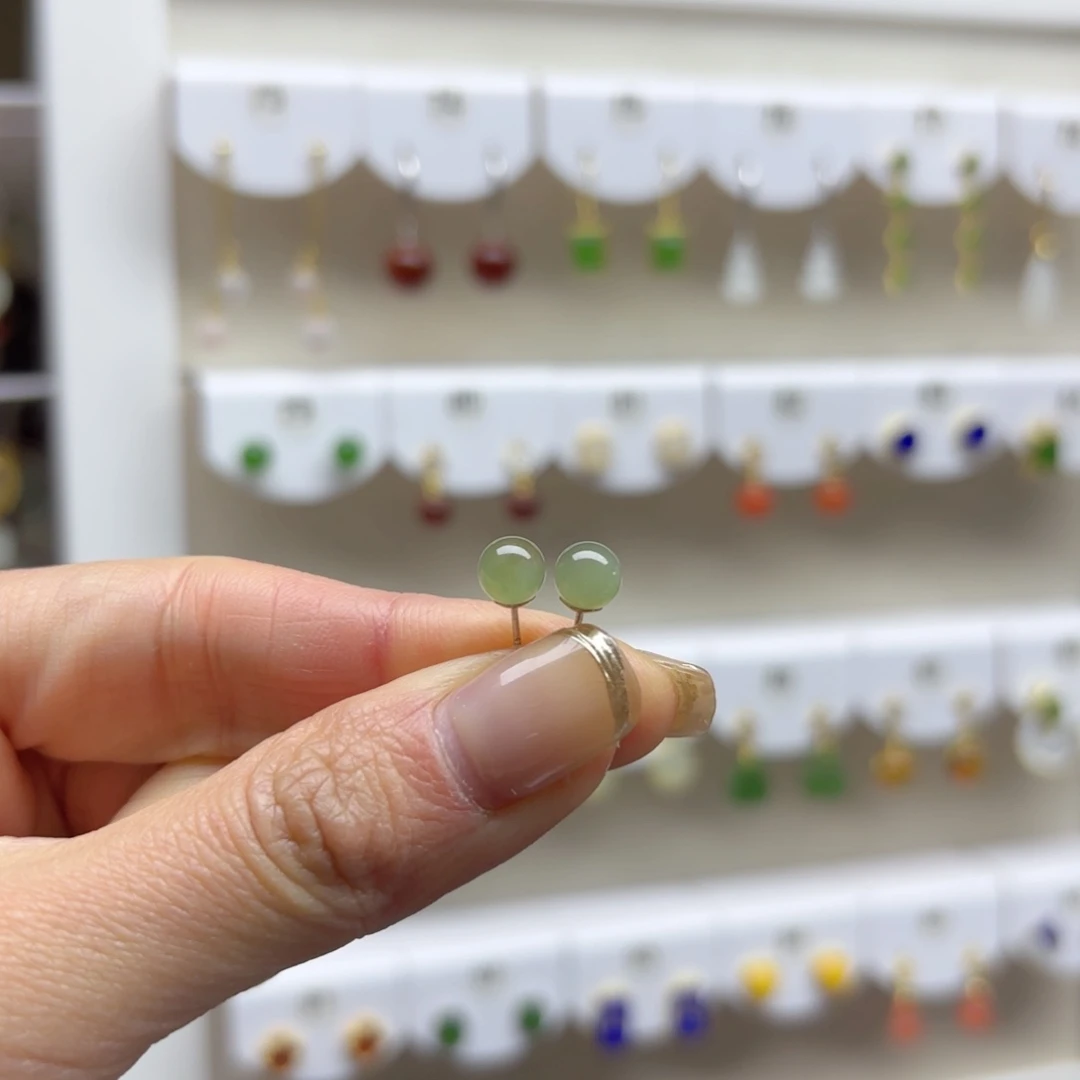 银S925镶嵌和田玉耳饰