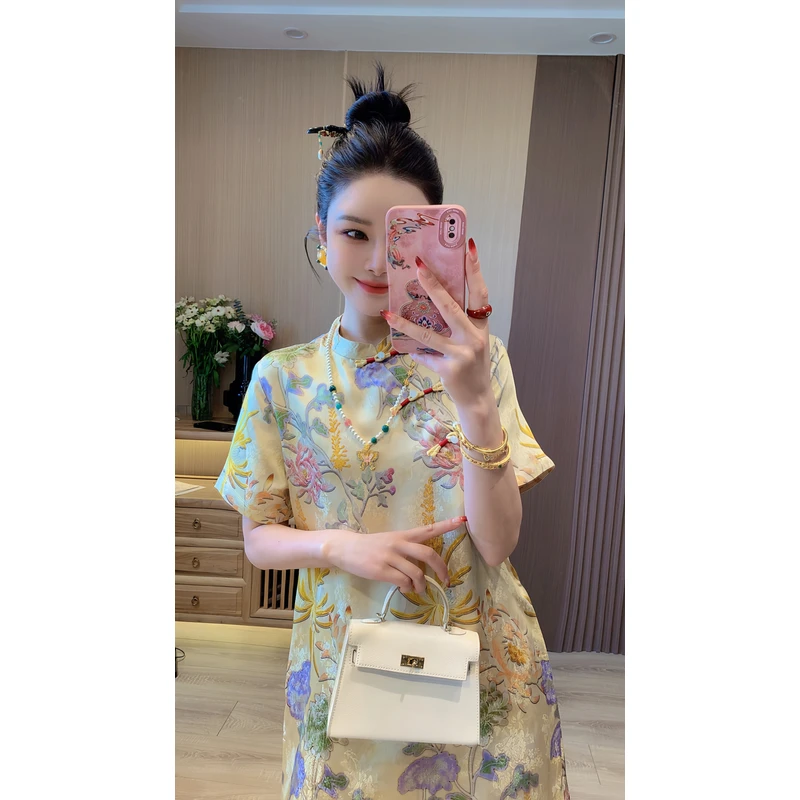 【金榜题名】新中式国风提花旗袍裙连衣裙裙子女