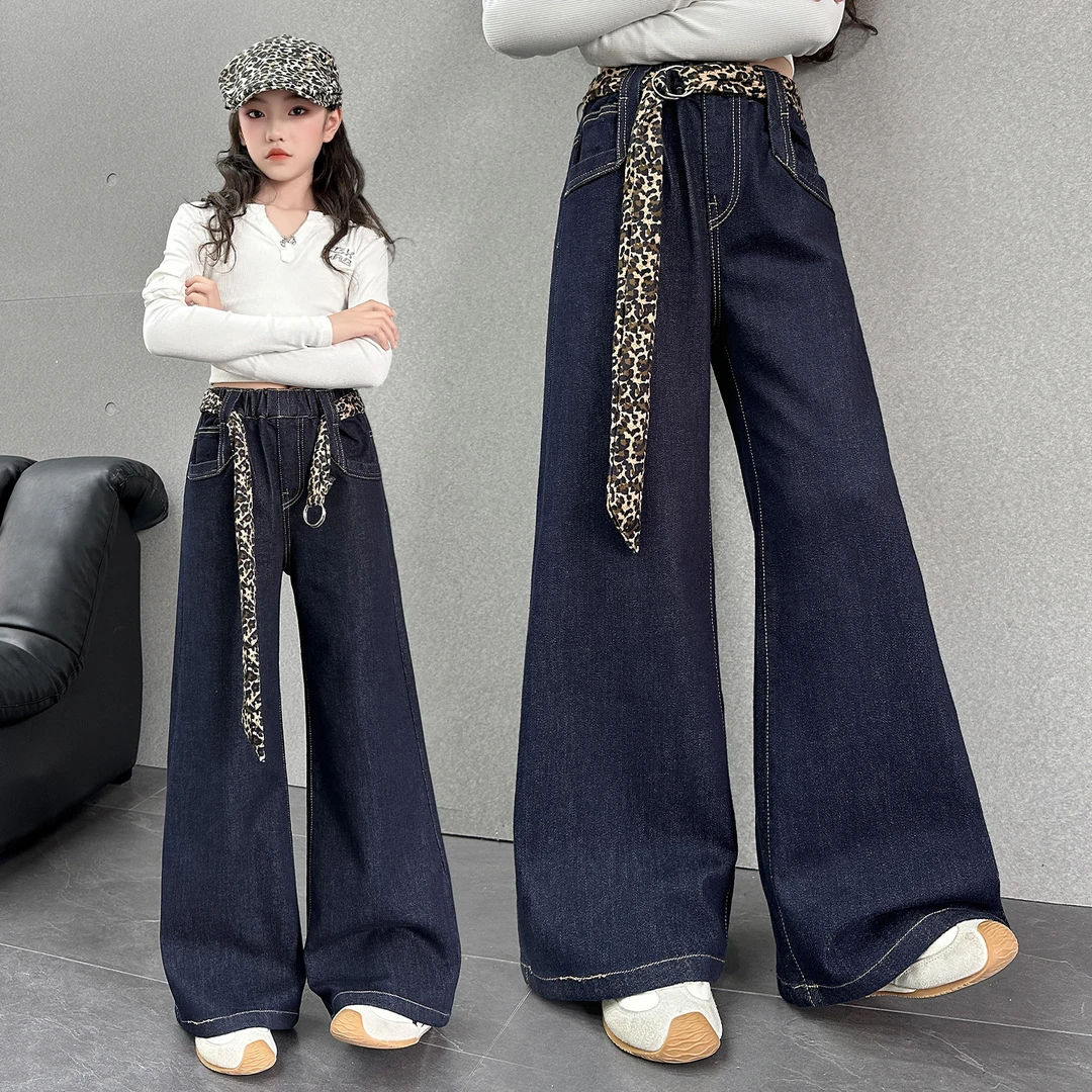 女童春秋款牛仔裤2025新款中大童韩版宽松阔腿裤儿童秋季洋气裤子