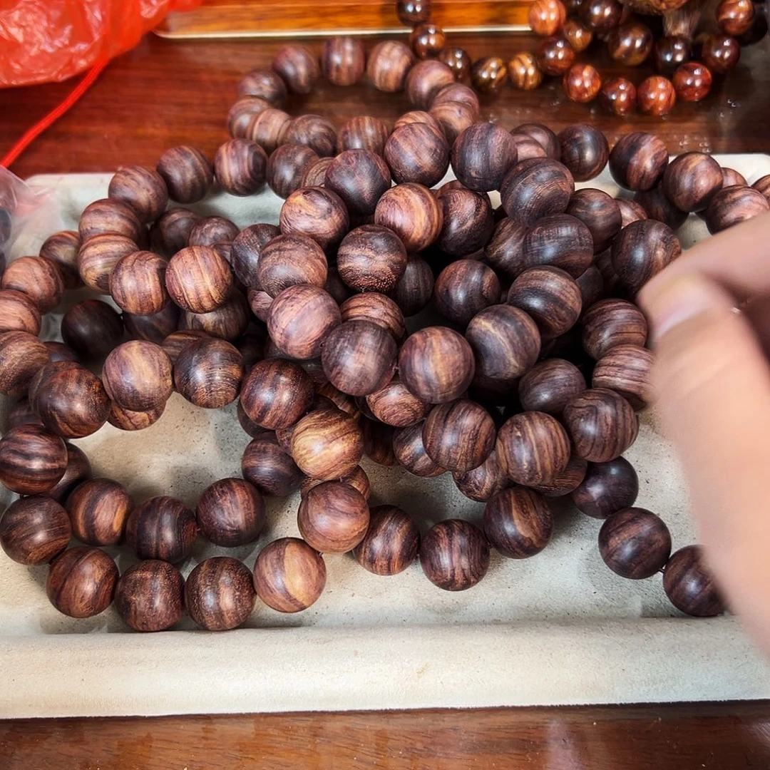 黄花梨/降香黄檀手串/手链20mm圆珠山料紫游梨