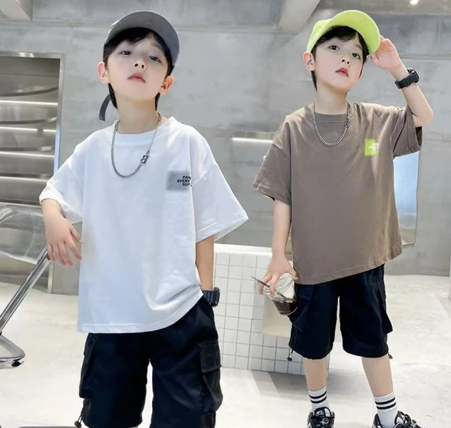 502273男童T恤2025新款短袖圆领潮酷洋气上衣中大童休闲韩版半袖