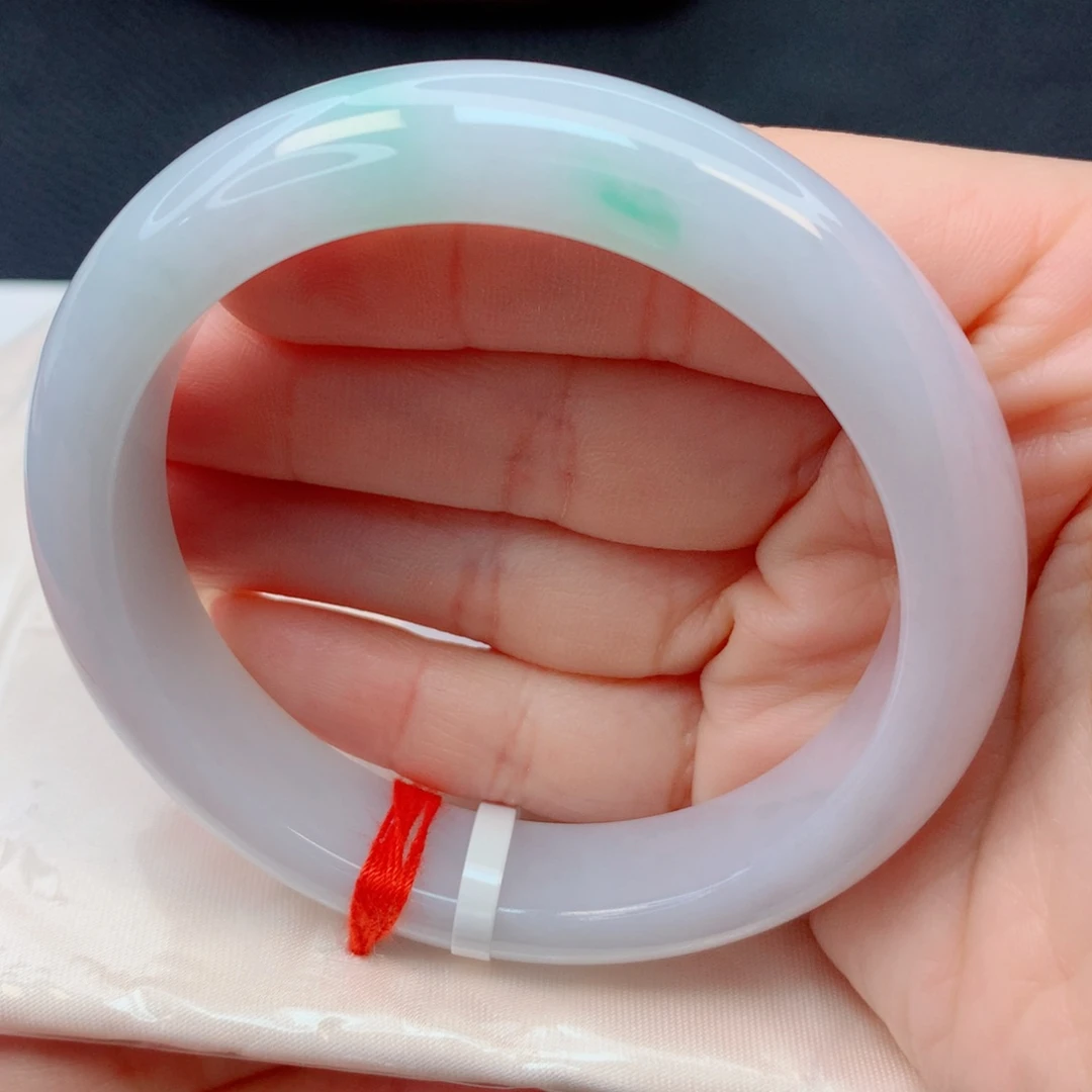 翡翠未镶嵌手镯56-57胶润春彩