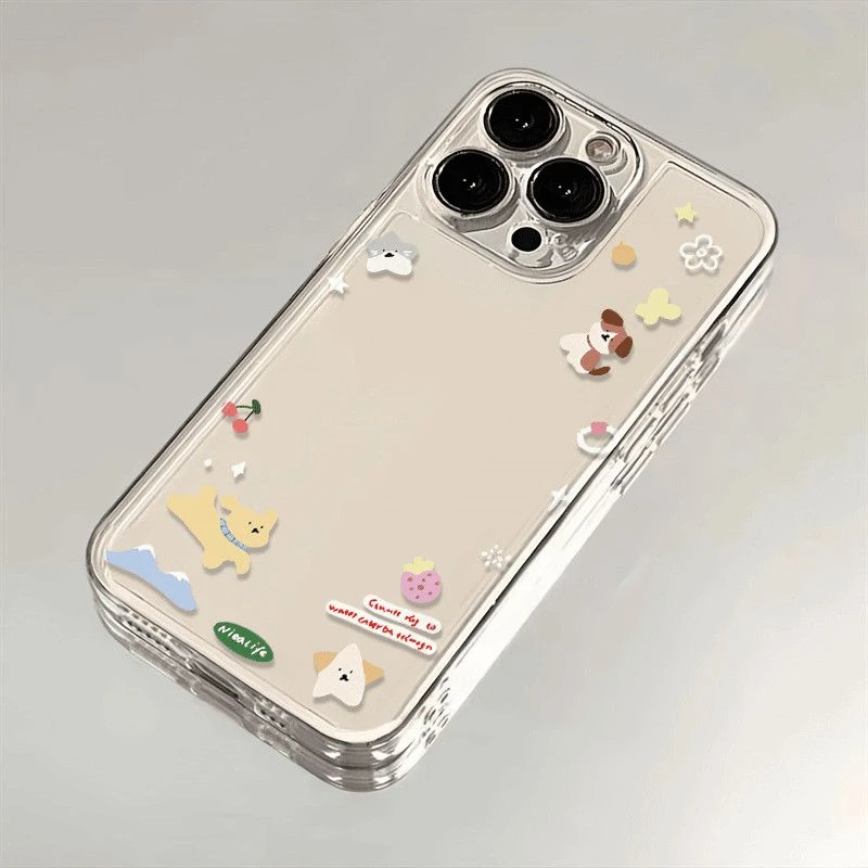 跳跃小狗适用苹果16Plus壳iPhone15PROMAX新款14/13/12透明女