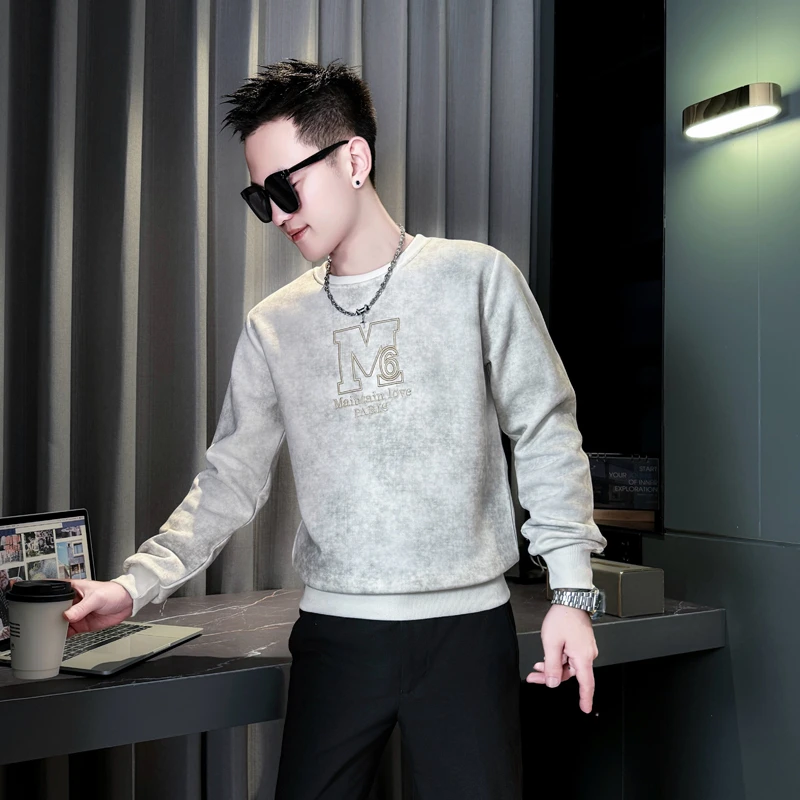 设计感扎染卫衣男ins潮牌长袖T恤2025新款春秋季男装内搭打底衫帅