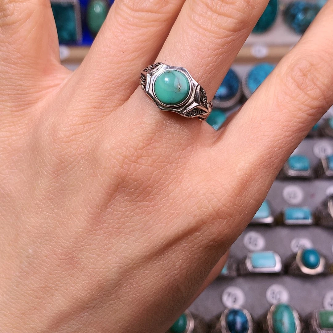 绿松石挂件银S925镶嵌