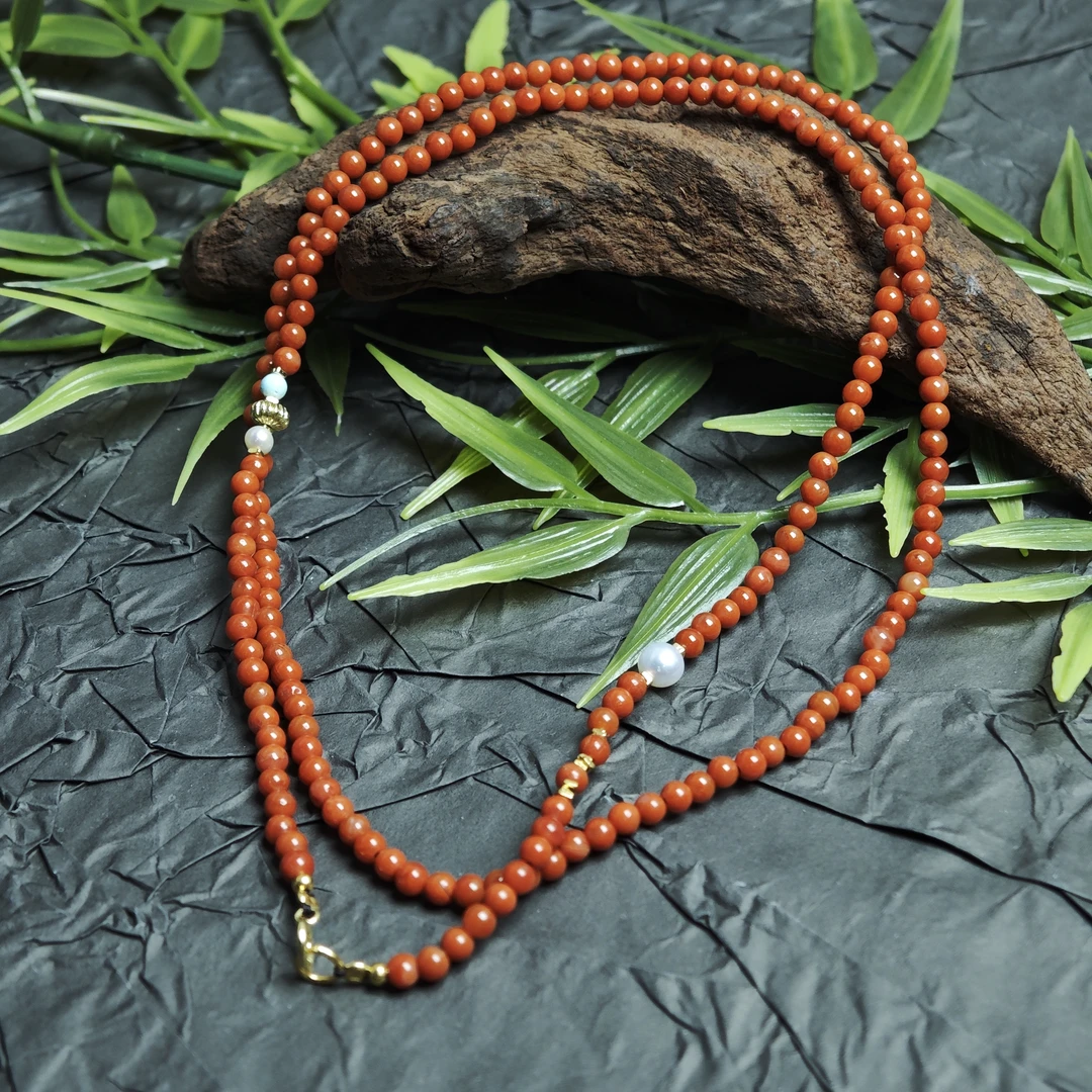 【蜜语】天然南红小点位万能链卡3mm+设计款 项链