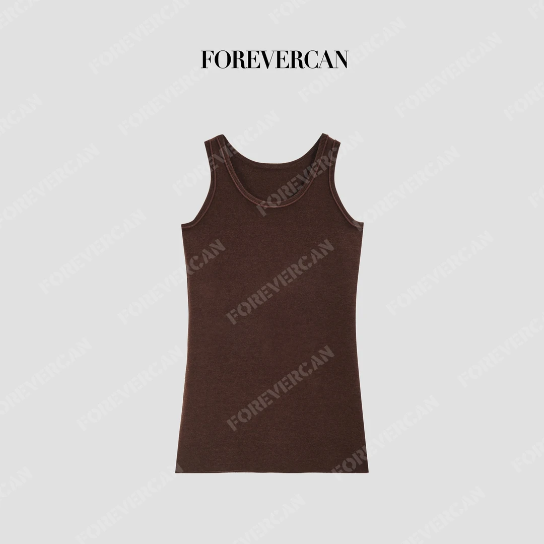 FOREVERCAN“焦糖本色”100埃及棉百搭厚织U领背心裙MY4197