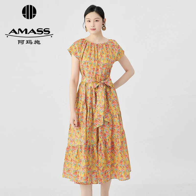 【二折商品，不退不换】阿玛施AMASS晕染炫彩龙无袖连衣裙5500533