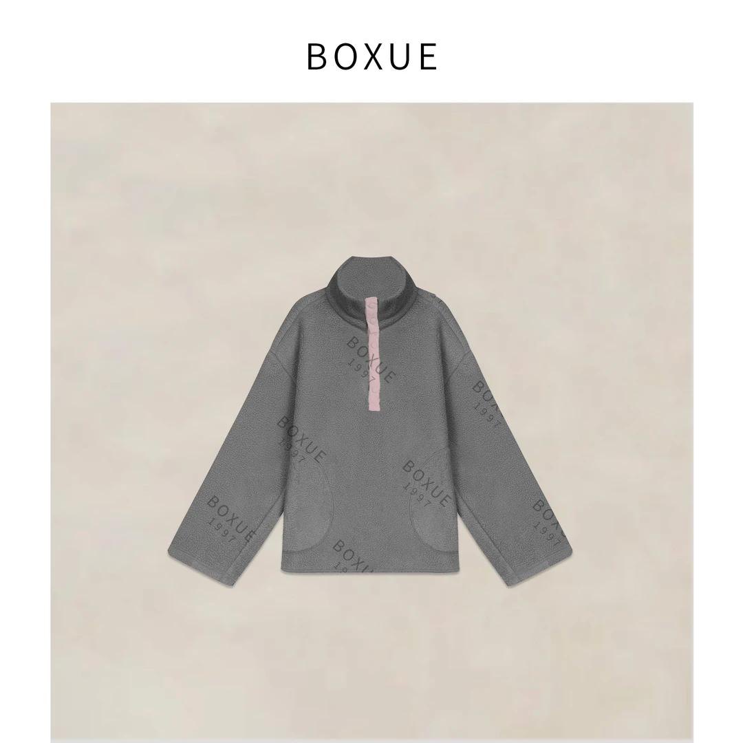 BOXUE“寻梦”2025秋冬颗粒绒慵懒风立领轻奢 卫衣#251115WY6640