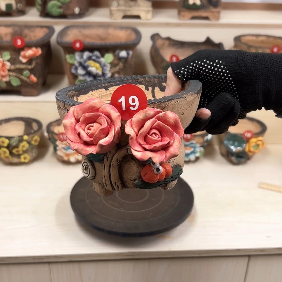 紫砂花盆19号内口11.5外高10