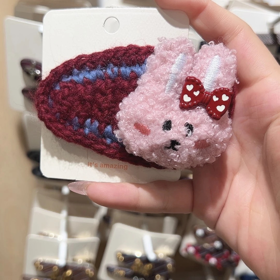 皮质铁合金红色小兔子掰掰夹