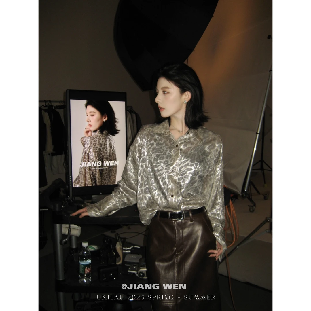 UKILAU【豹纹衬衫】复古港风豹纹宽松oversize衬衫