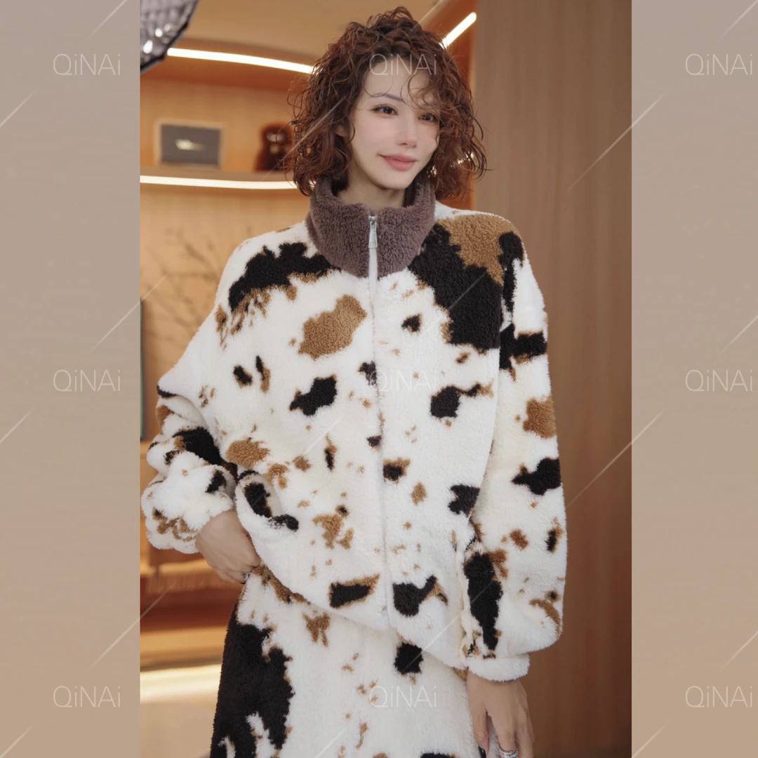 七奈 「悸扇」秋冬加绒加厚保暖居家睡衣QN13269