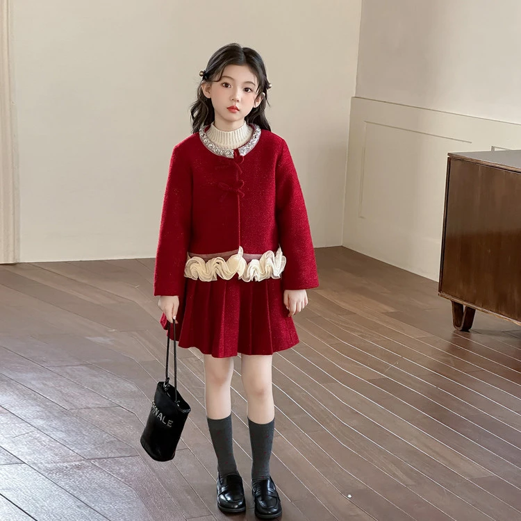 儿童2025新款冬装女童轻奢公主小香风套装中大童名媛甜美两件套