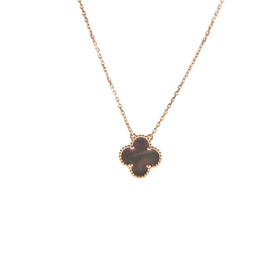 99新 梵克雅宝 【念念特价】中号单花项链 新扣 18K玫瑰金