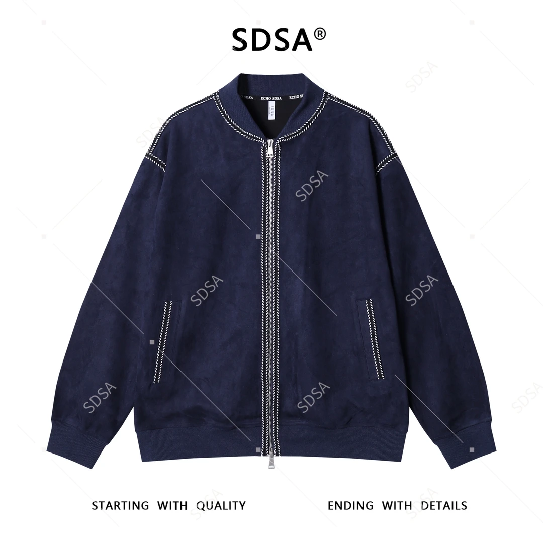 SDSA男士秋冬新款痞帅男装韩版撞色缝线棒球领卫衣外套百搭时尚