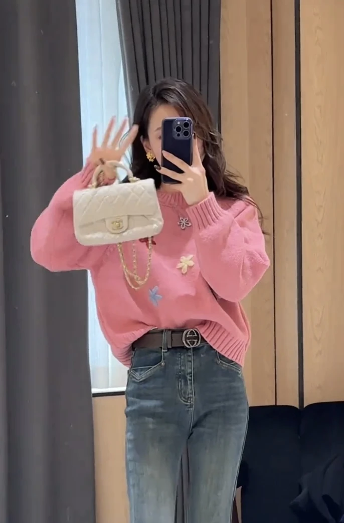 毛衣常规减龄毛针织衫针织不褪色时尚圆领秋冬长袖