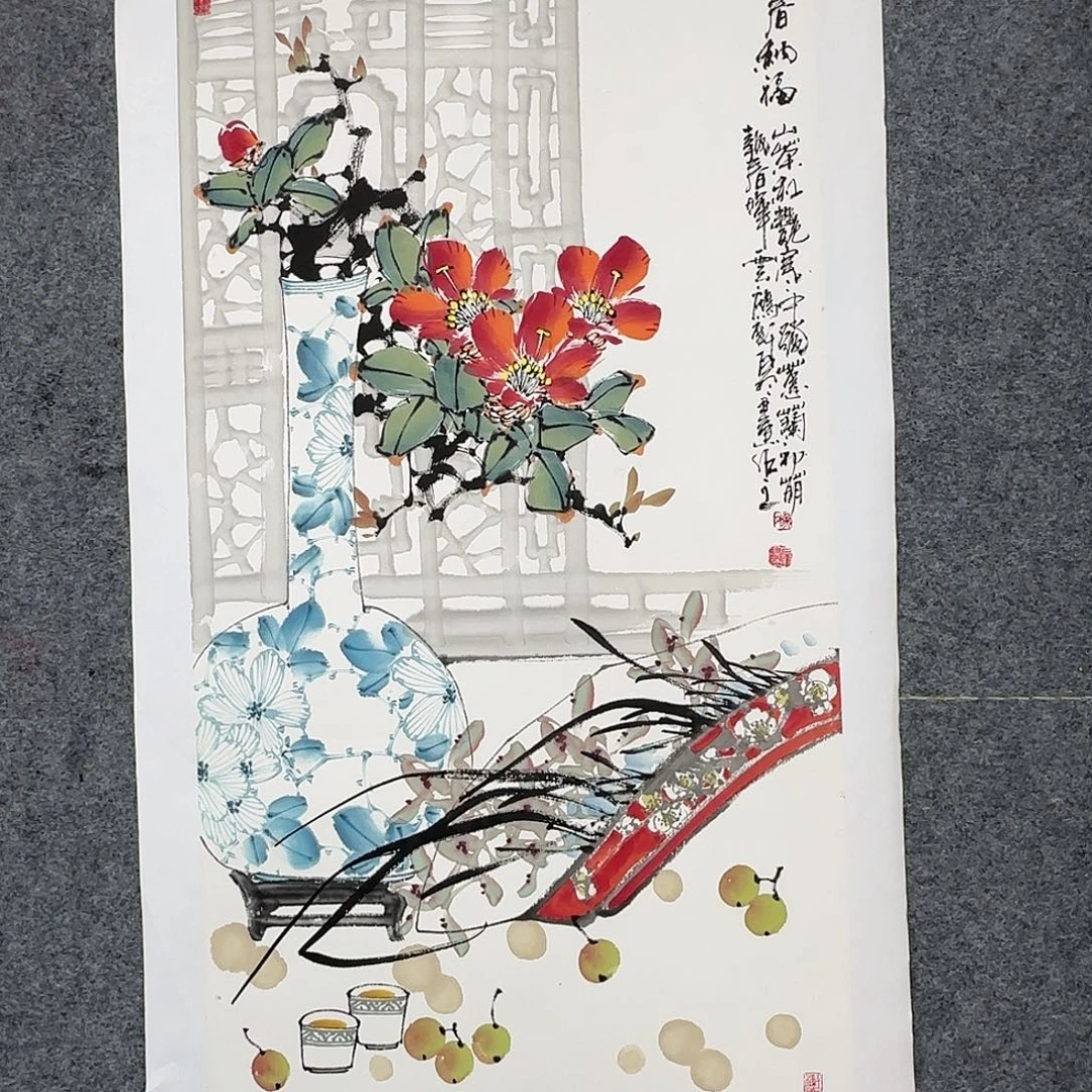 国画100*50纯手绘白羽