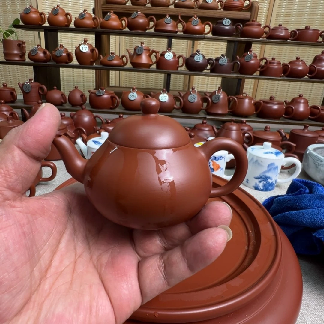 舞***楠茶壶紫砂潮州手拉朱泥壶，微瑕不退换