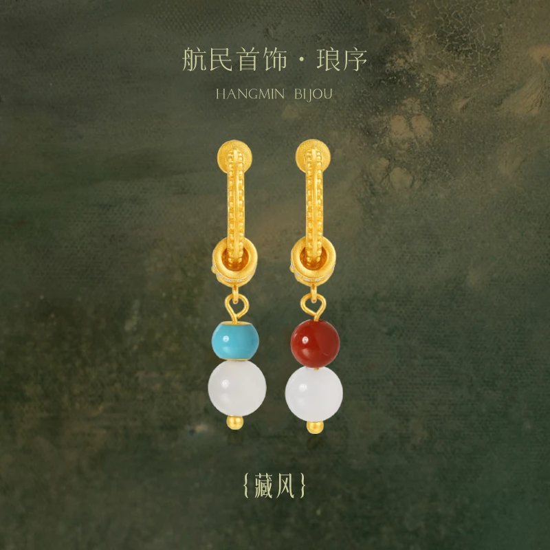 航民首饰·琅序 藏风 黄金耳饰XYJ1999