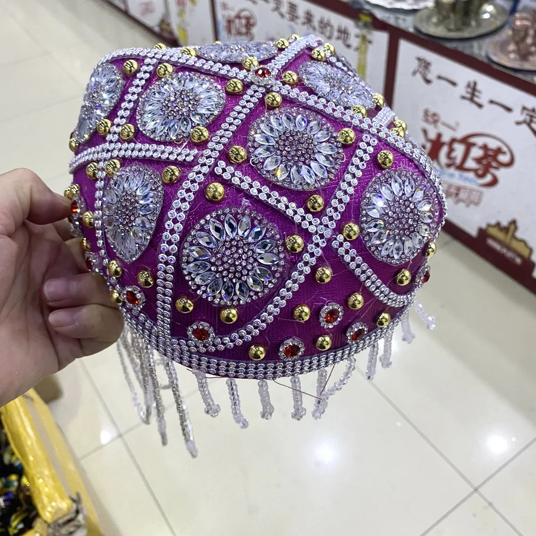 新疆女士新款帽子头饰维吾尔族舞蹈演出头饰帽子民族服装装饰