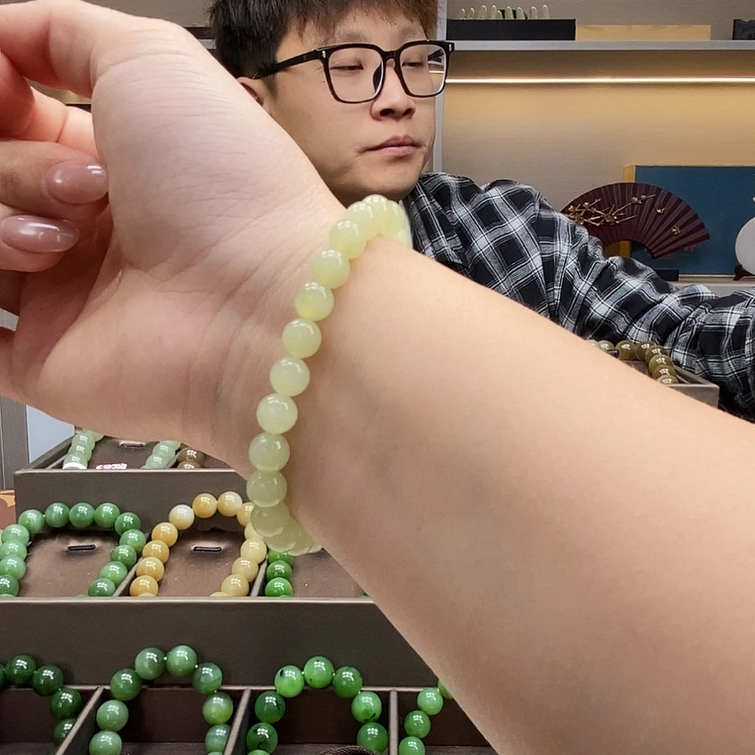 和田玉未镶嵌手串7黄口