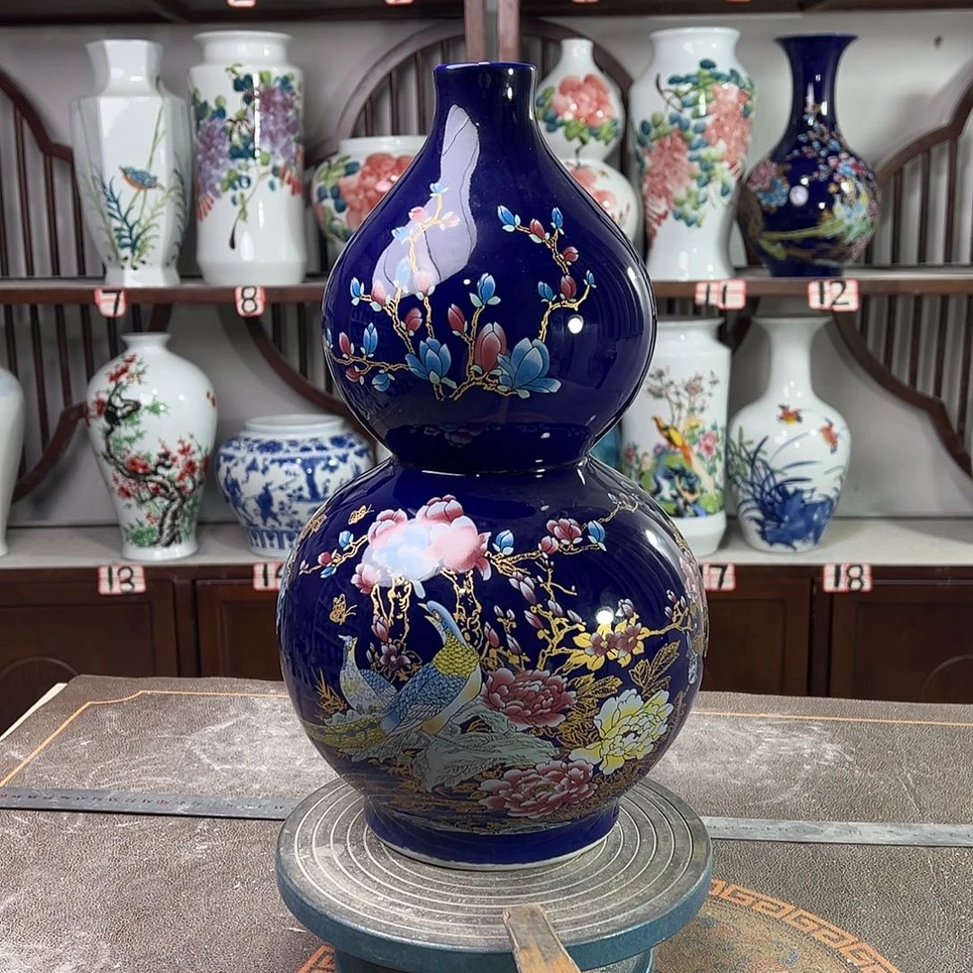 陶摆件景德镇陶瓷葫景泰蓝