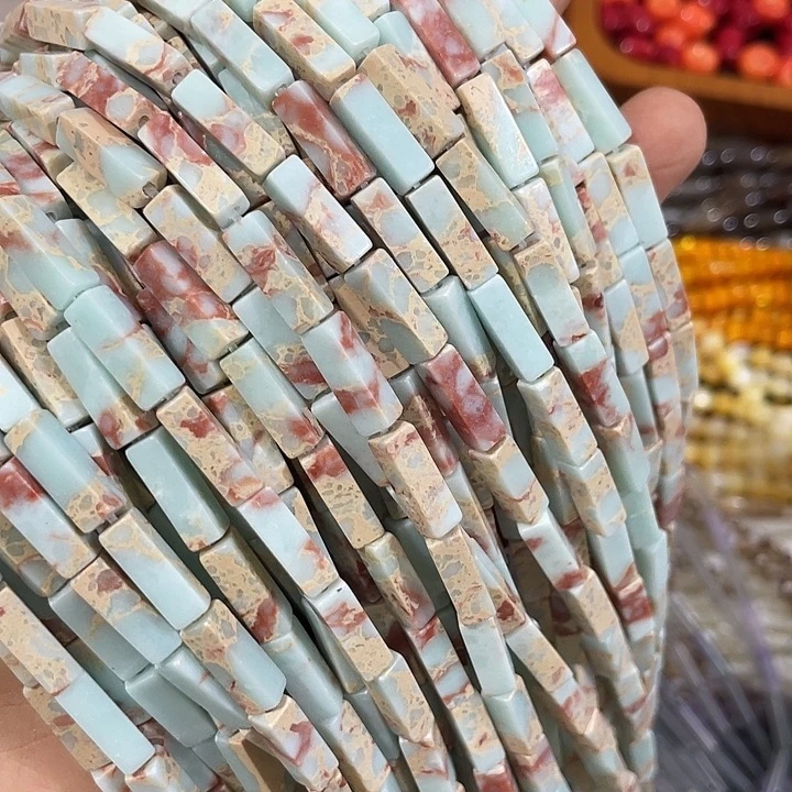 合金玛瑙/玉髓珠宝半成品2条寿山石四面管珠