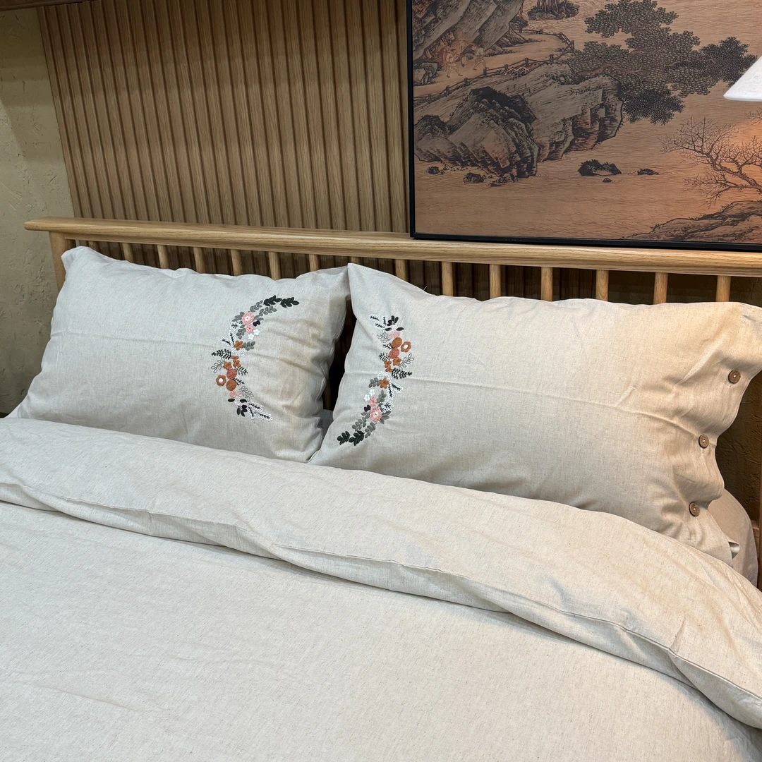 罗布麻绣花琴瑟和鸣枕套