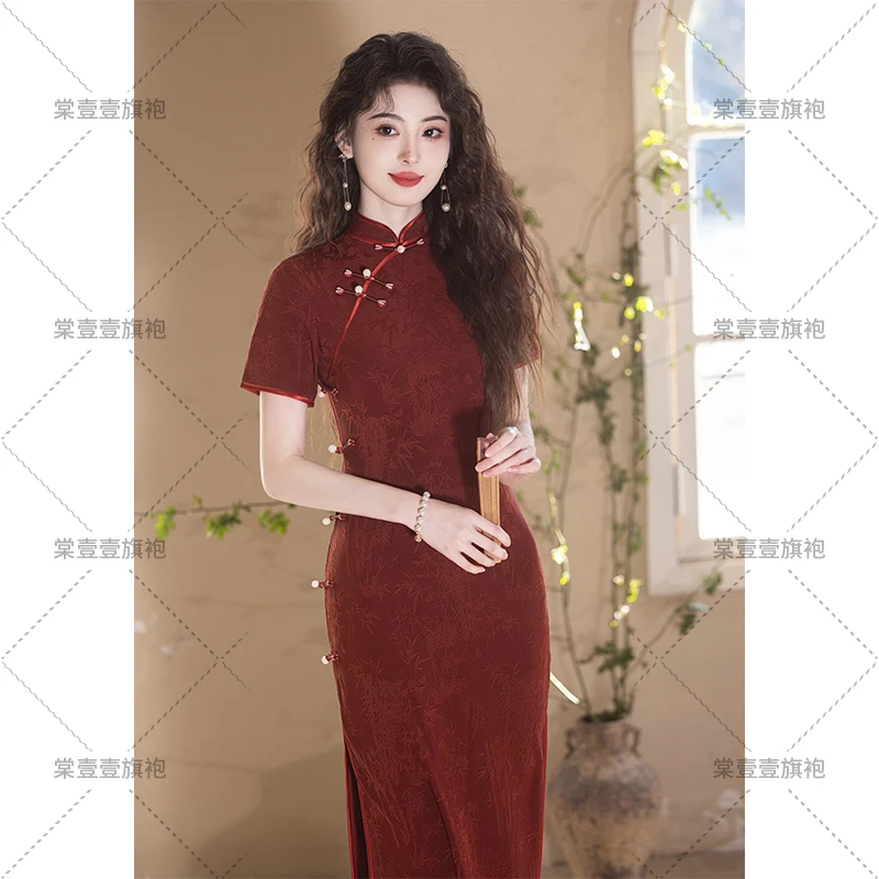 红色旗袍新中式连衣裙中国风敬酒服订婚改良日常可穿气质高端显瘦