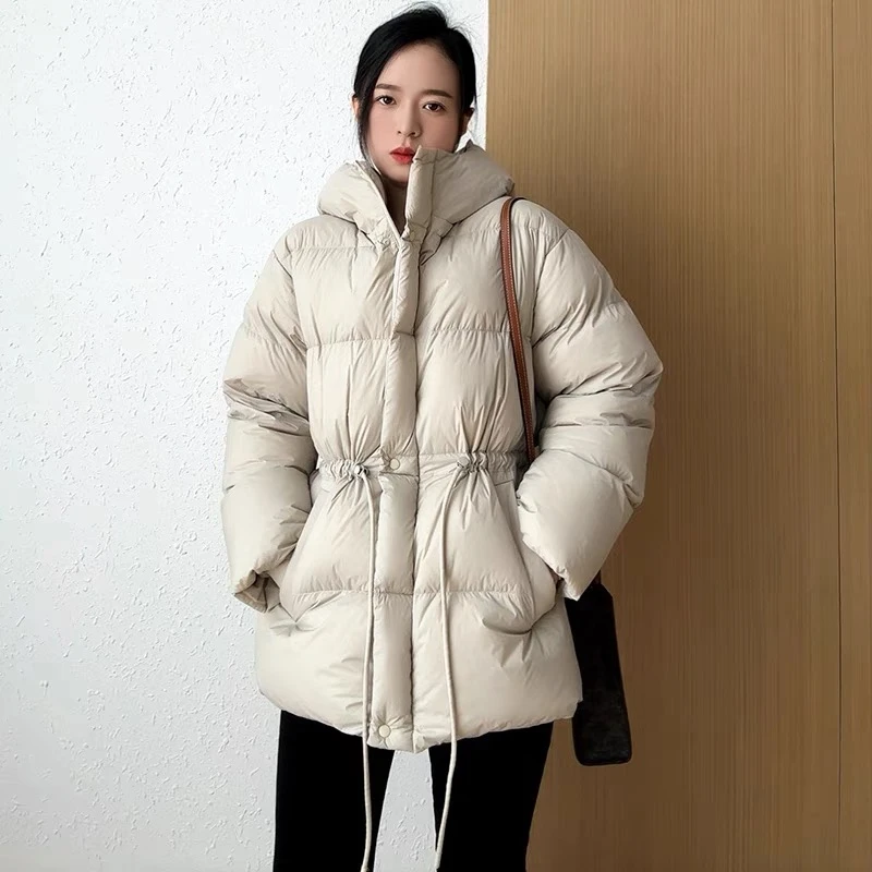 泡芙女装羽绒服冬季一手长中长款2024新款连帽收腰韩版加厚宽松