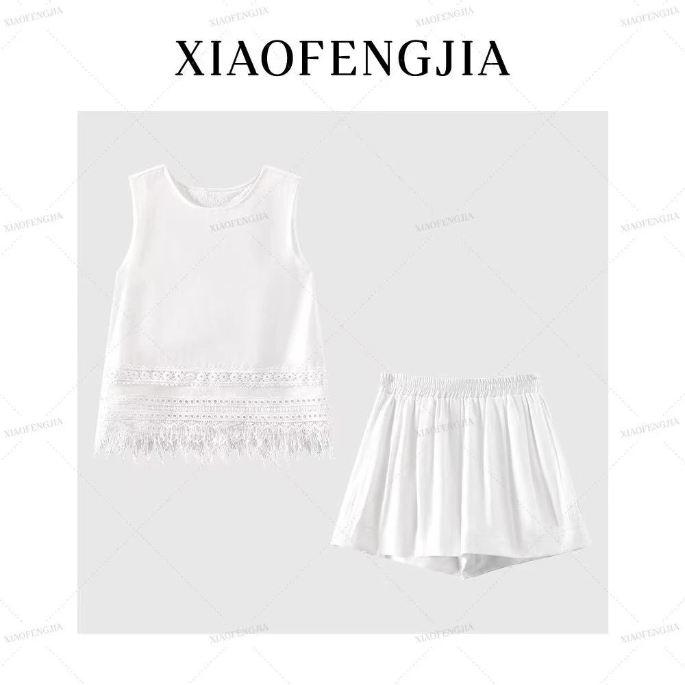 2025夏季新款【四季青小封家轻奢】时尚设计镂空钩花休闲套装6366