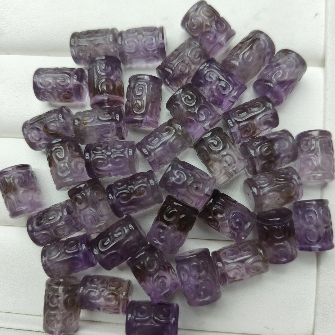 紫水晶回纹圆柱桶珠多样性发一颗ZS201