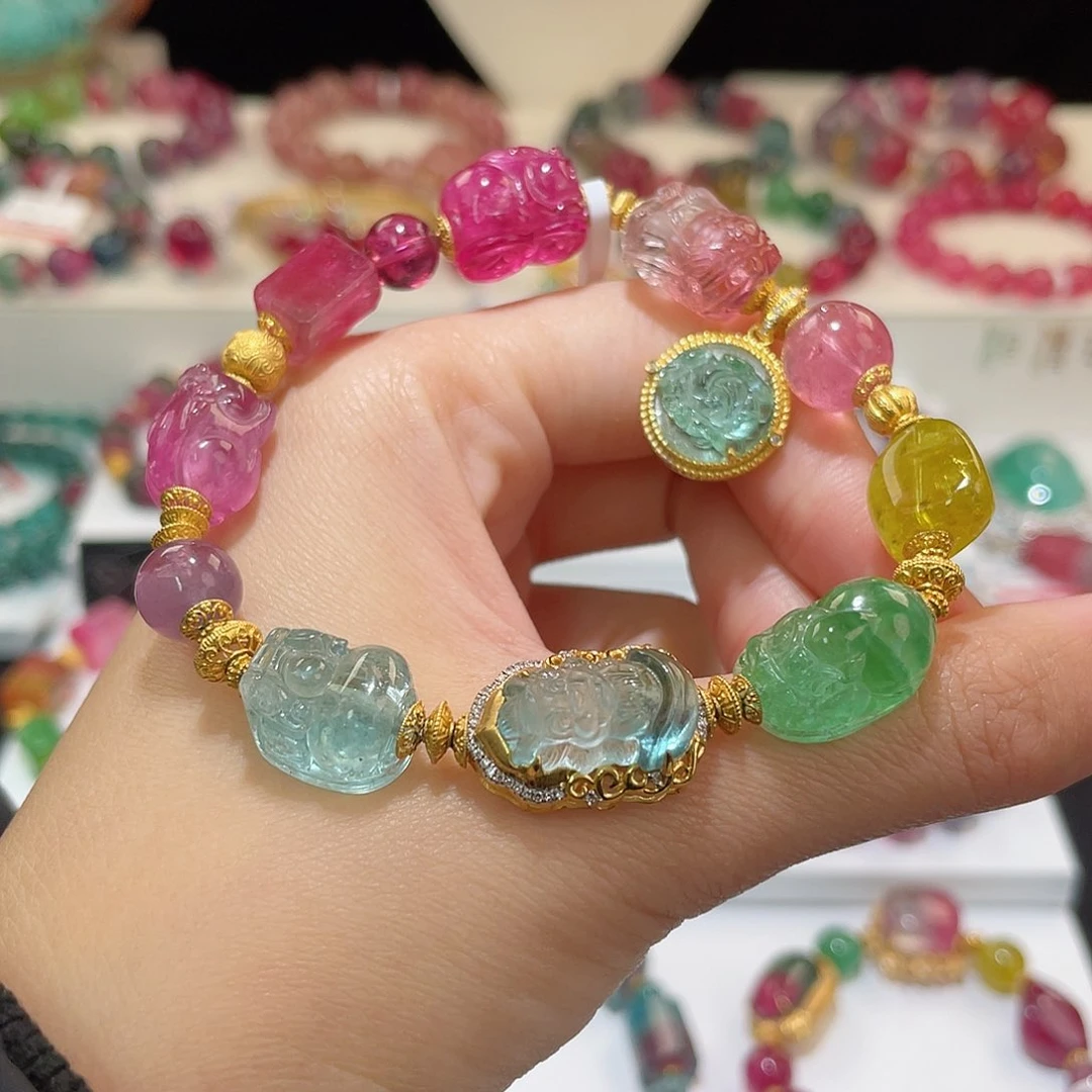 碧玺手链18K金镶嵌碧玺手链