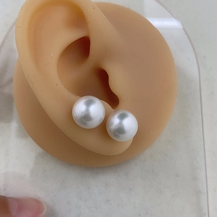 定制海水珍珠未镶嵌裸珠18k金澳白素钉