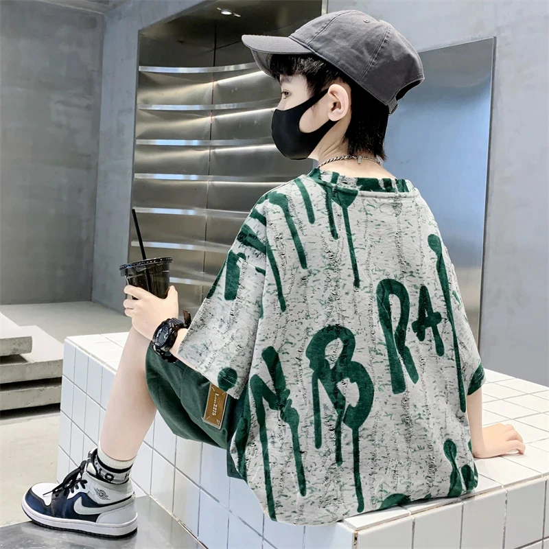 【贝尔熊】纯棉童装男童短袖t恤夏季新款儿童宝宝半袖上衣中大童潮T