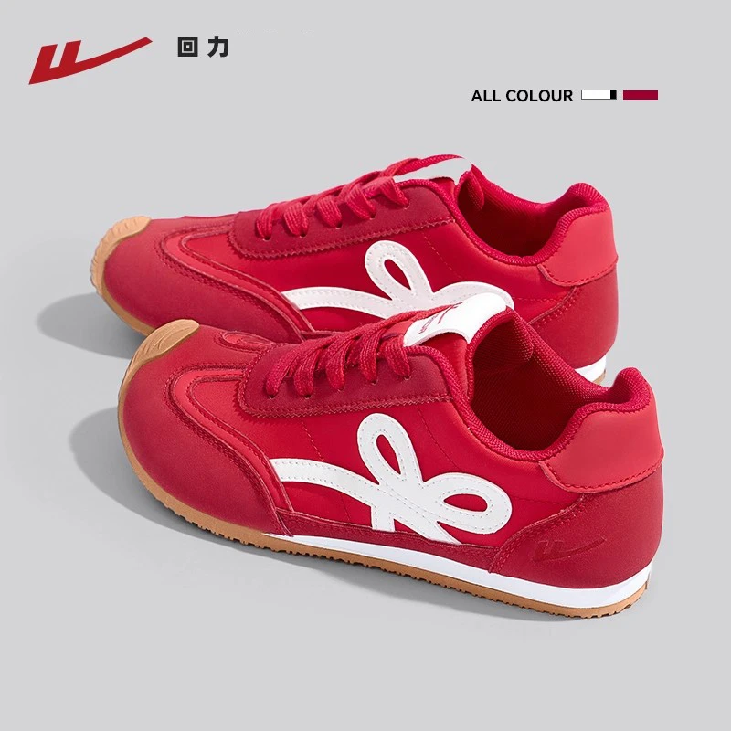 回力红色德训鞋女款2025新款秋季百搭小白鞋板鞋复古休闲运动鞋