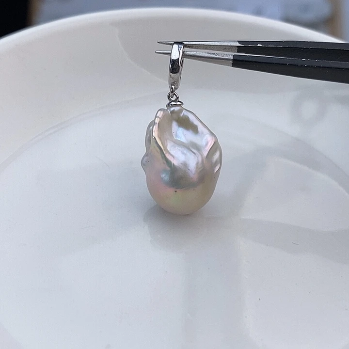 淡水珍珠银S925镶嵌吊坠(不含链)