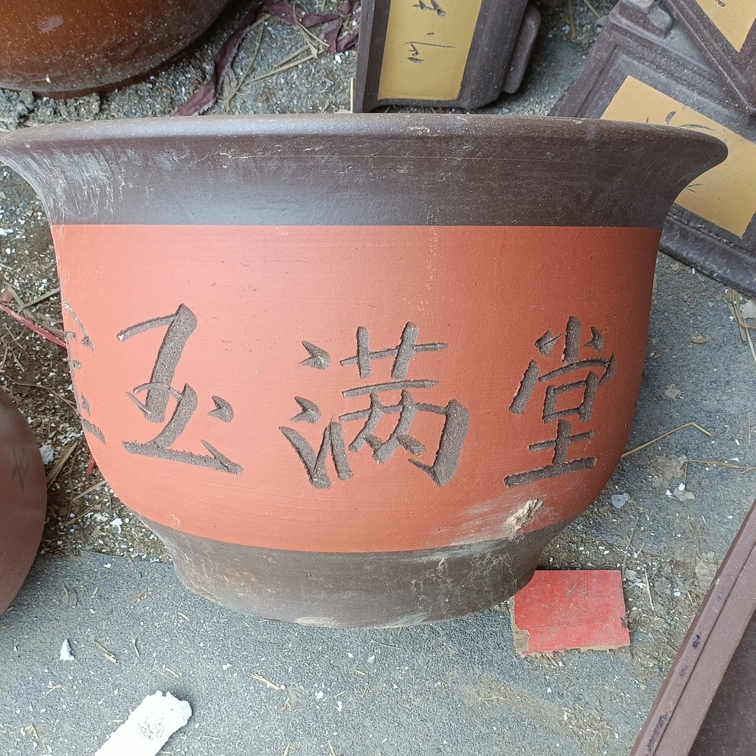 特大号大口径紫砂花盆复古耐用适合庭院  外口径60厘米外高38厘米