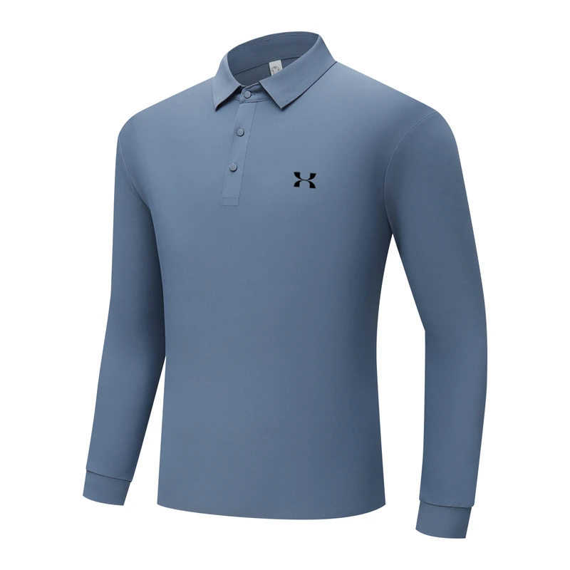 6安德长袖polo衫男春秋季新款休闲宽松翻领免烫玛透气上衣打底衫