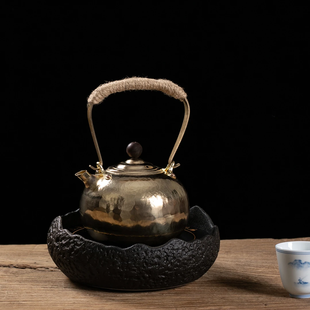 全手工铜壶烧水壶煮水壶工夫茶壶家用加厚紫铜壶老铜壶提把小号壶