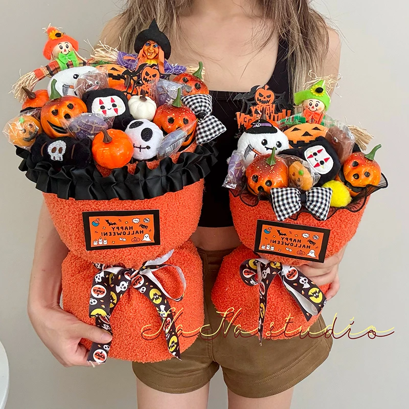 万圣节女巫创意礼品糖果南瓜花束可爱鬼高级感永生花送女生男朋友