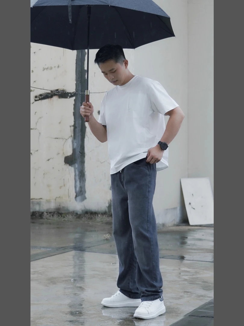 【型动派】#莱赛尔天丝软牛仔裤微弹显瘦简约宽松抽绳夏季直筒潮裤