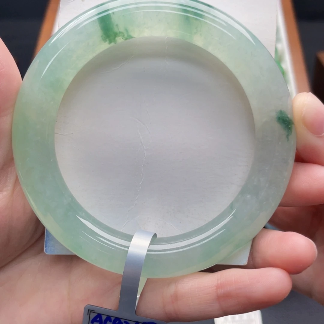 翡翠未镶嵌手镯58冰飘花