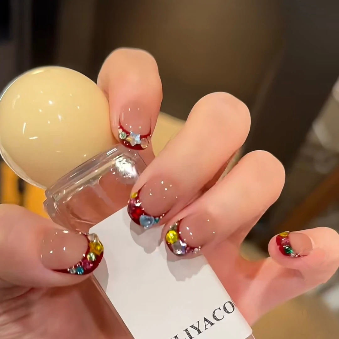 （预）宝石盒子红色法式满钻日常春夏爆款高级B20纯2025款穿戴甲