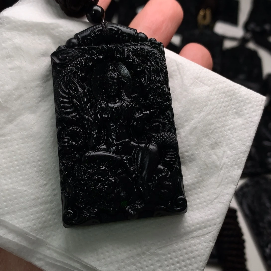 天然缅甸a货钢琴黑挂件