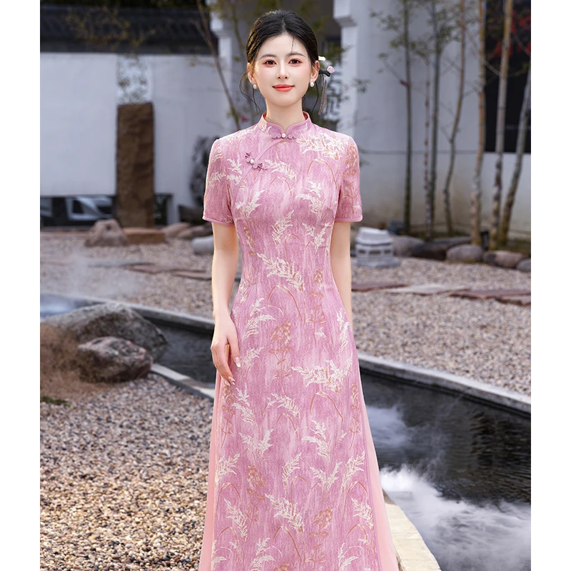 新中式改良奥黛旗袍显瘦气质夏季中长款复古日常中国风优雅连衣裙